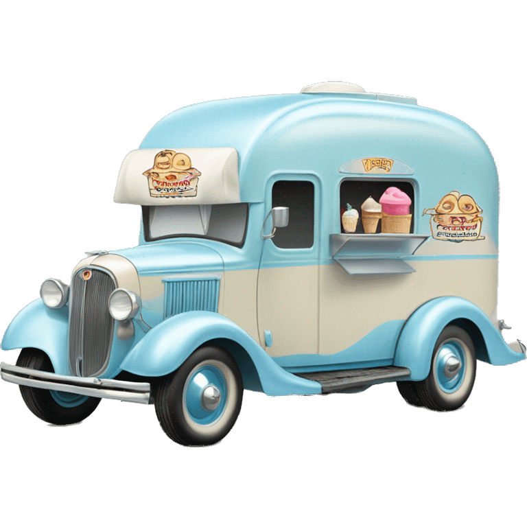 hot rod ice cream caravan,1935 pulling trailer,pearl blue  emoji