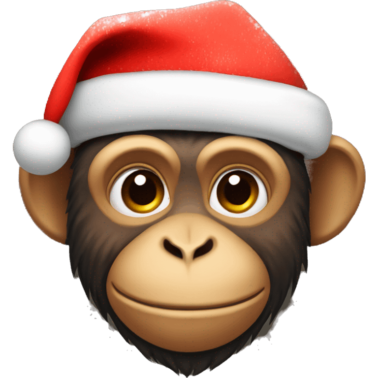 Monkey wearing Christmas hat emoji