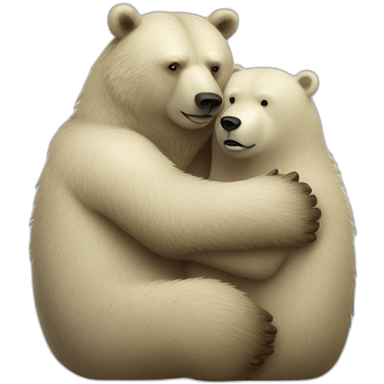 grizzly bear and polar bear hugging emoji