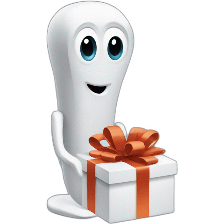 microsoft clippy giving a gift emoji