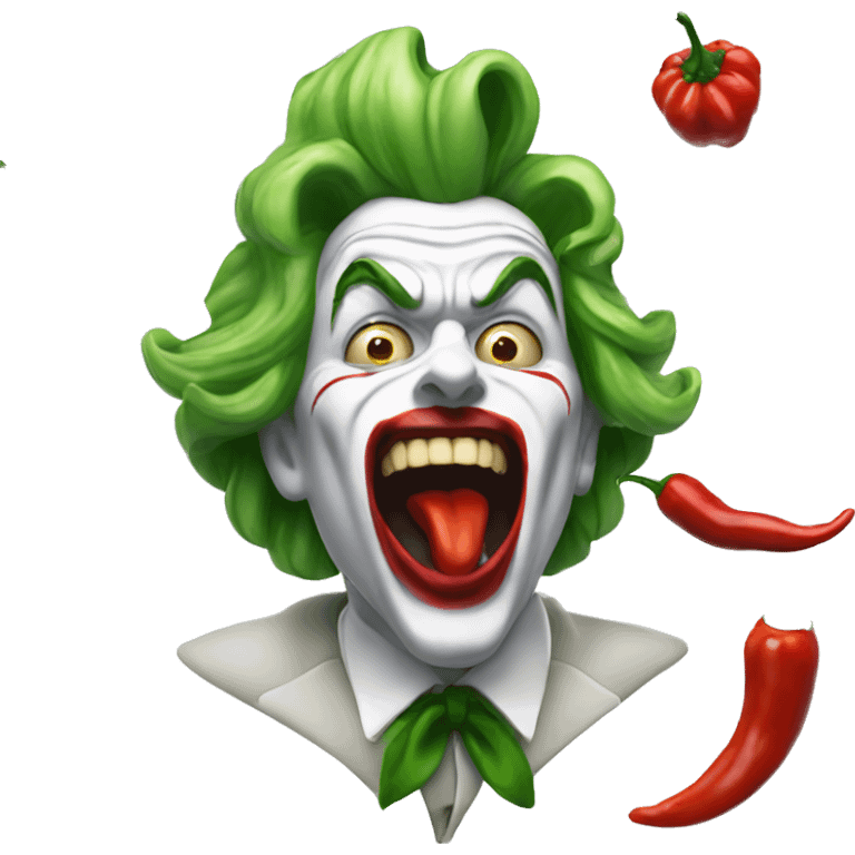 joker eating a very spicy pepper screaming emoji