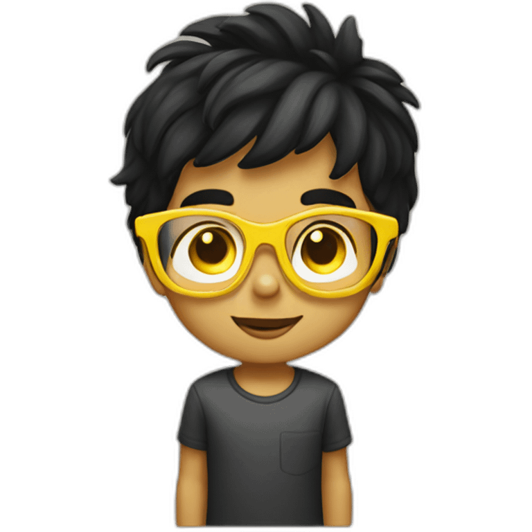 boy with yellow tinted glasses and combed black hair  emoji