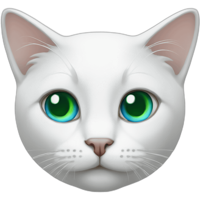 white cat with left eye green and right eye blue emoji