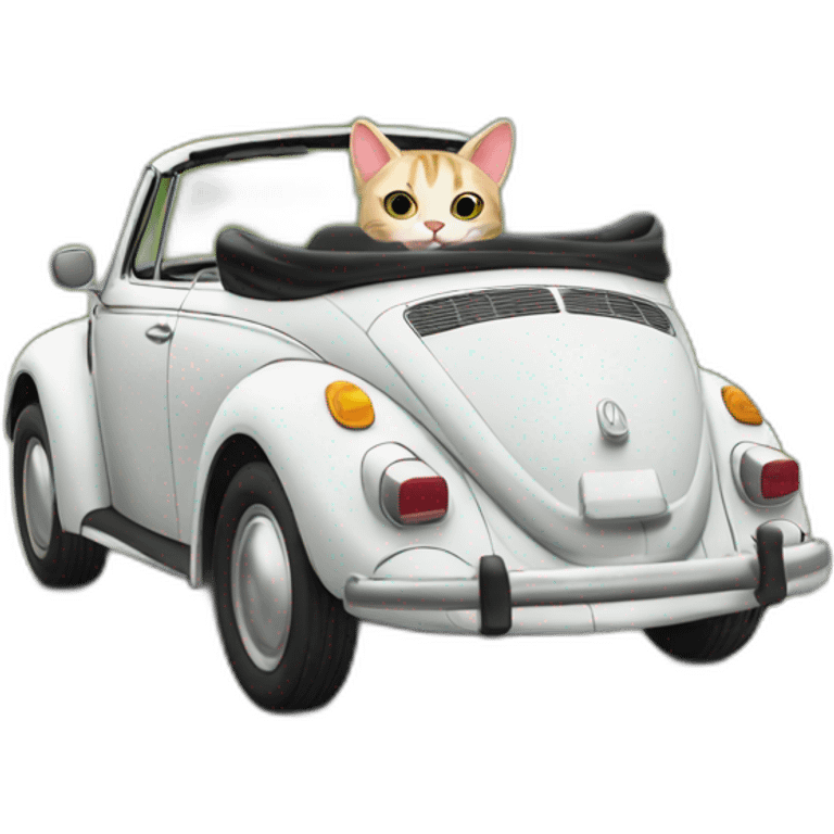 cat driving vw beetle emoji