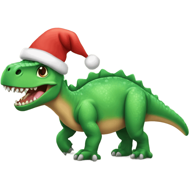 Dino with christmas hat emoji