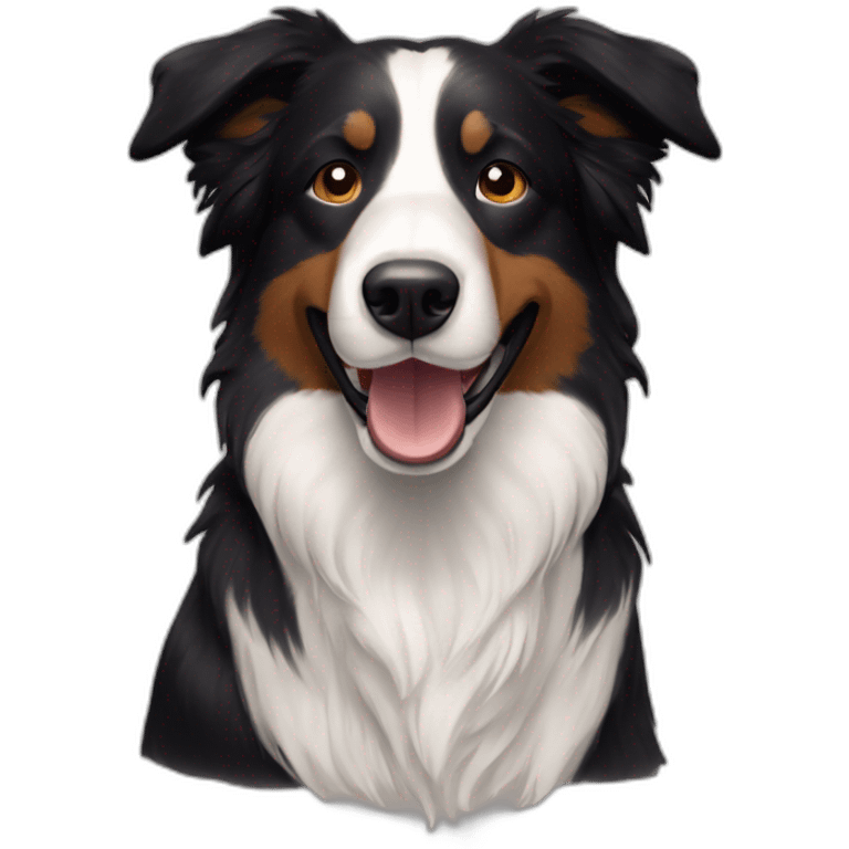 Black colour hair Border collie with Brown eyes and a stout on the nose emoji