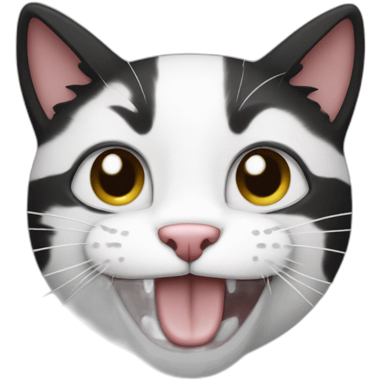 Black and white cat laughing emoji