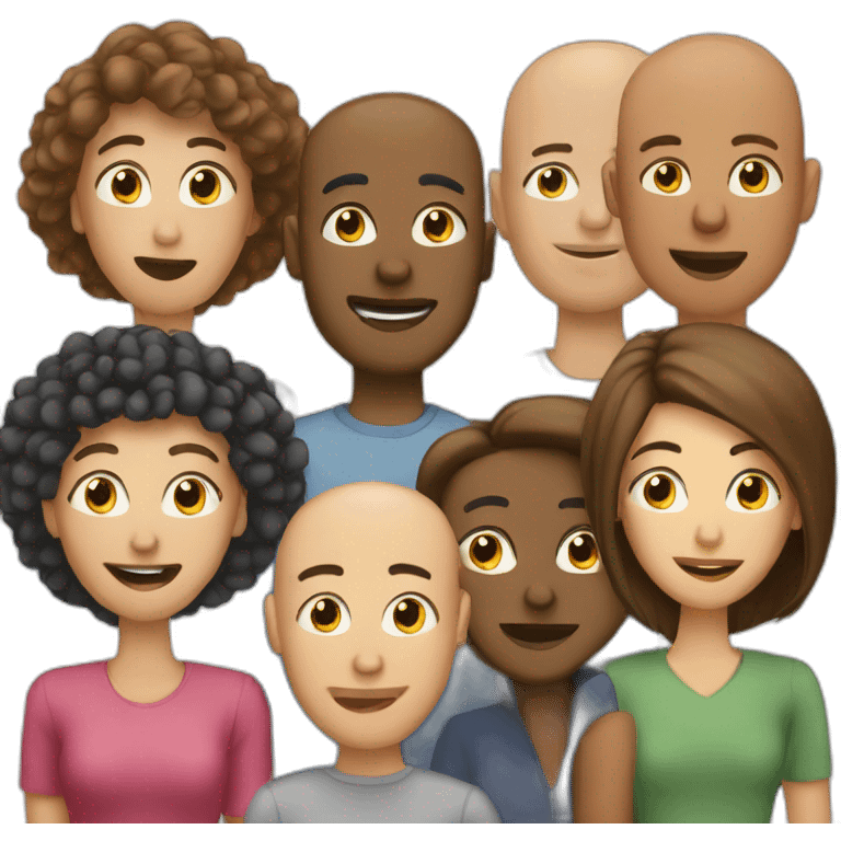 group of individuals suffering from hair loss emoji