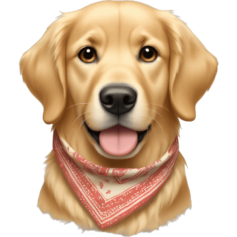 Beige golden retriever face wearing a bandana emoji