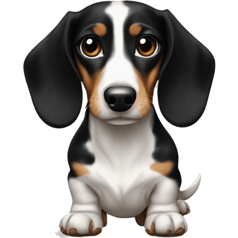 Black white tan piebald dachshund  emoji