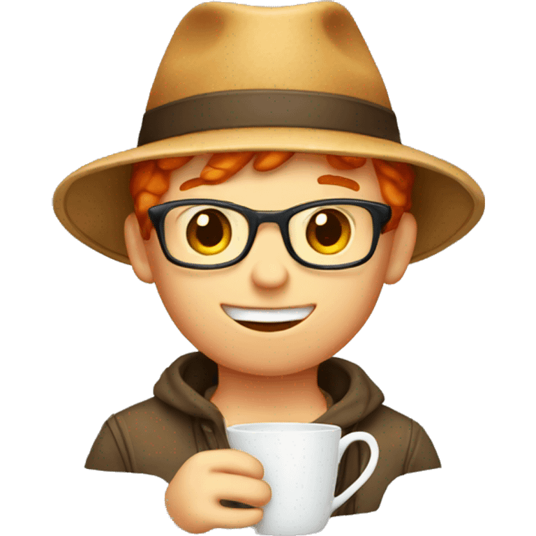 Ginger boy with hat and cup emoji