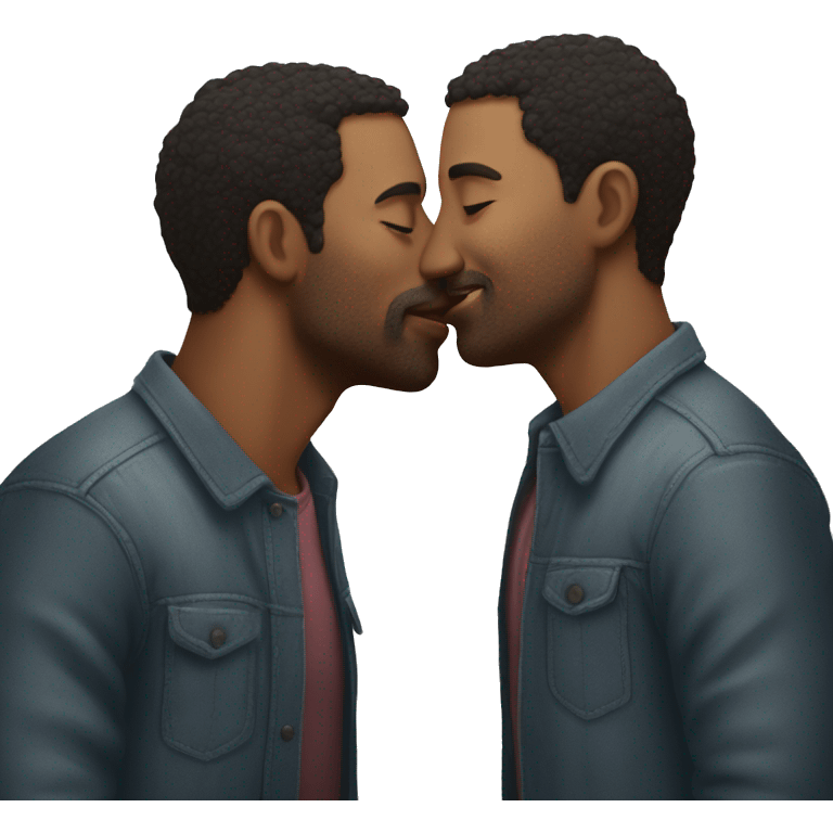 A man kissing a man on the forehead emoji