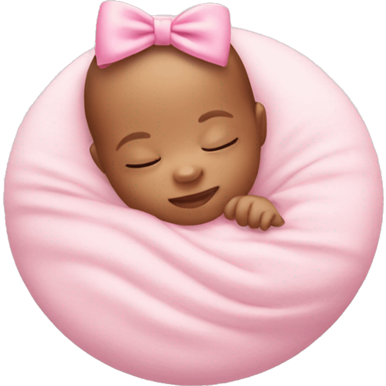 new born with pink bow sleeping emoji