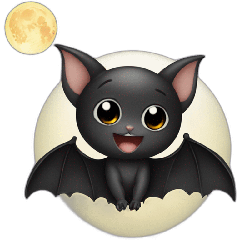 black baby bat wings in front of moon emoji