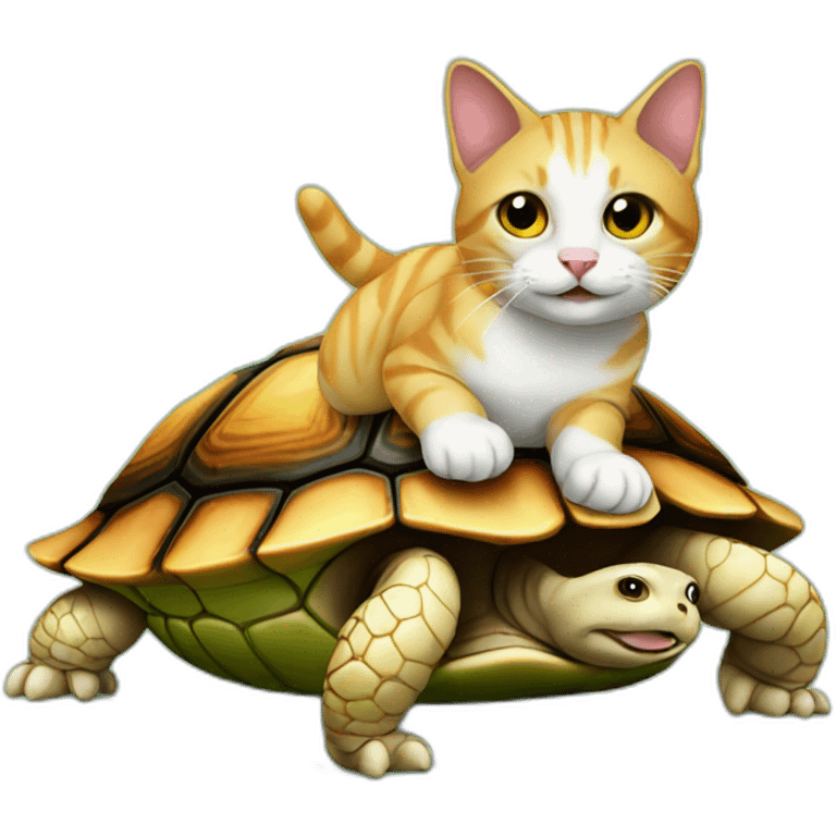 Cat on turtle  emoji