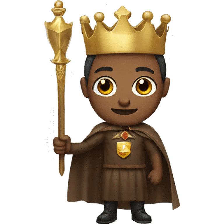 brown memoji with a crown cape and scepter emoji