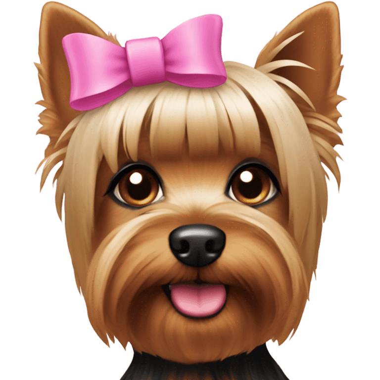 Yorkie with pink on head emoji