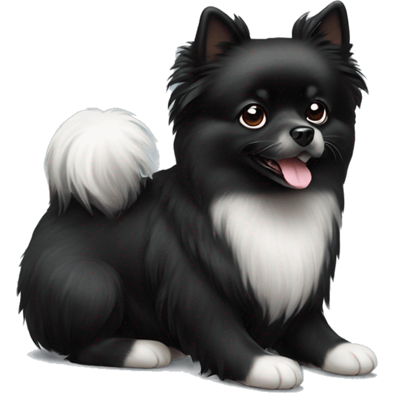 Black pomeranian dog with white stripe emoji