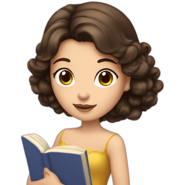 Brunette princess with book emoji