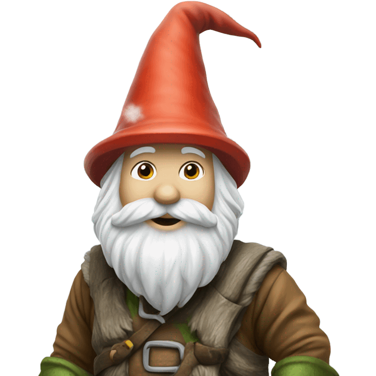 Gnome in the forest with snow emoji