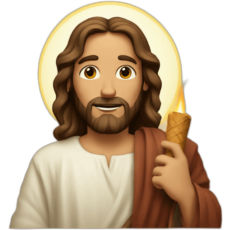 Jesus holding a cigy emoji