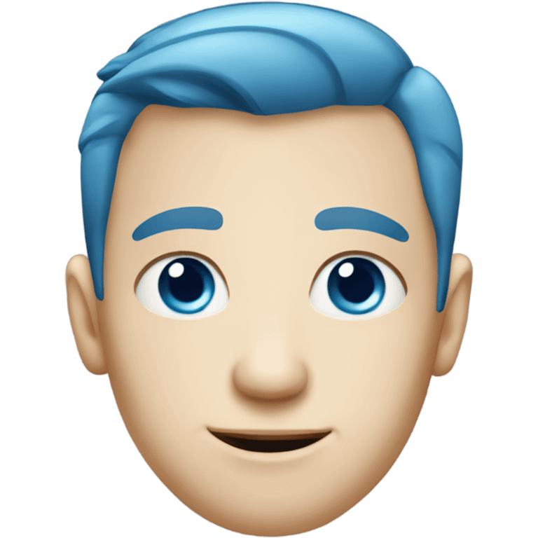 Straight faced Caucasian boy with blue eyes and blue hair emoji