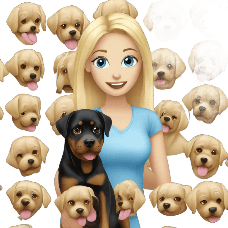 Pretty blue eyed blonde woman with Rottweiler  emoji