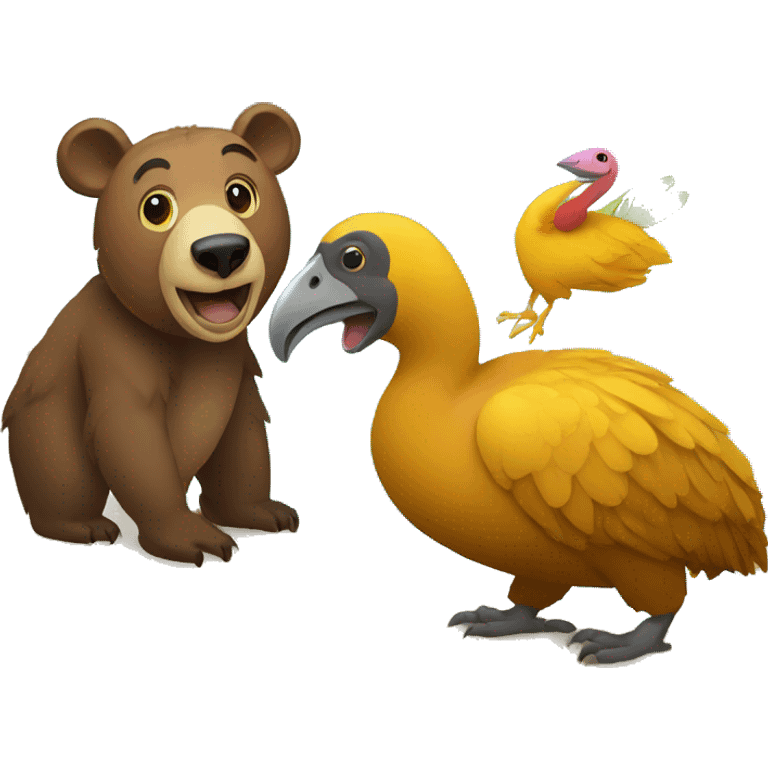 a European bear and a Mauritius dodo  emoji