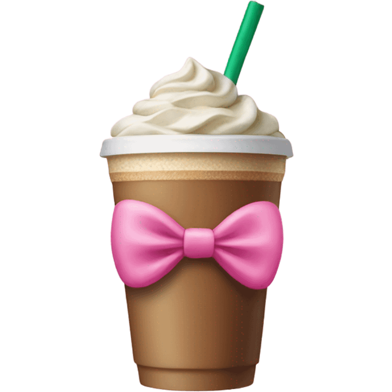 Starbucks drink with pink bow emoji