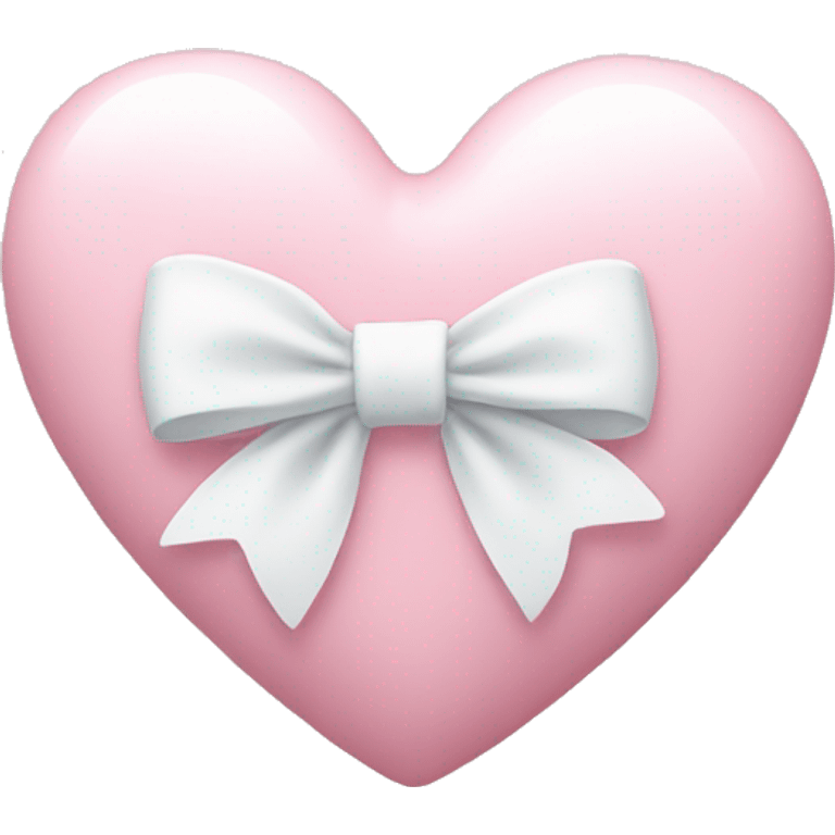 Pastel pink heart with white bow emoji