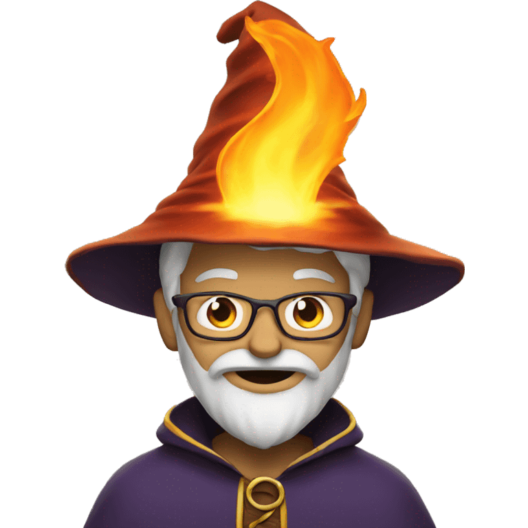 wizard with fire behind him  emoji