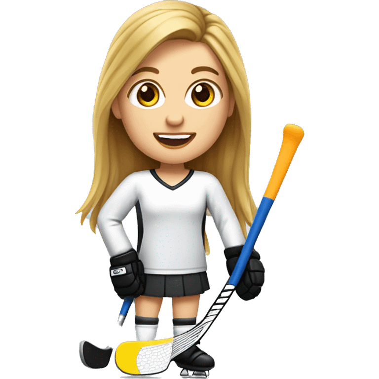 Mädchen das Feldhockey spielt, mit Brauen Haaren und heller haut  emoji