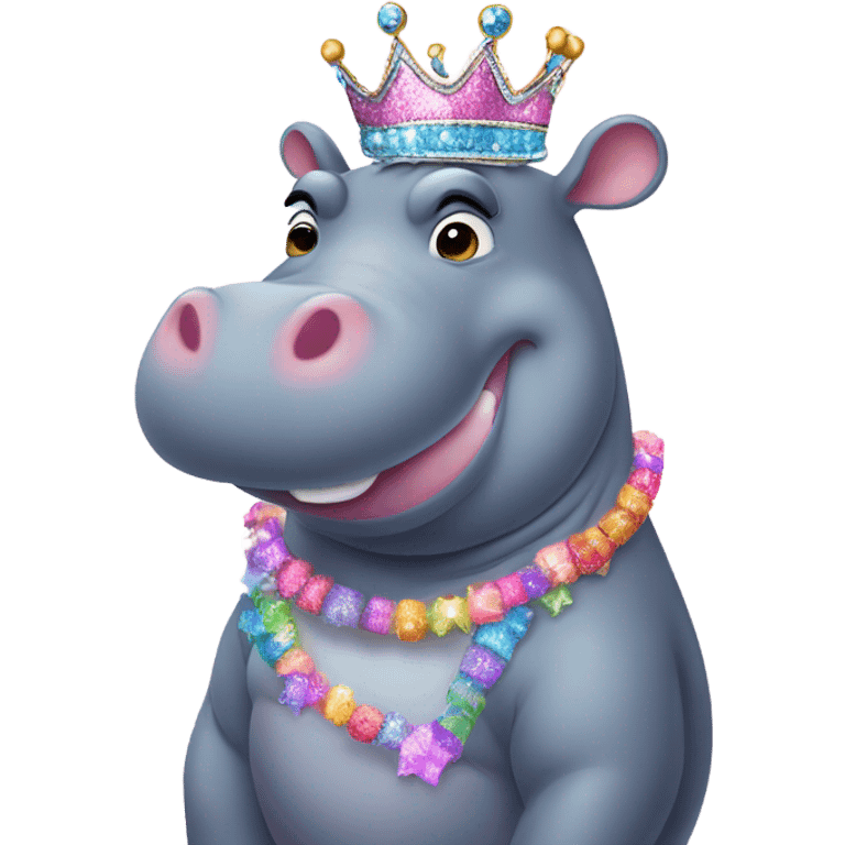 Hippo wearing a tutu and crown  emoji