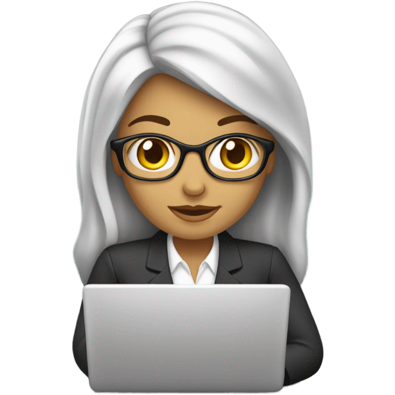 Mujer con laptop, vestida de ejecutiva de negocios emoji