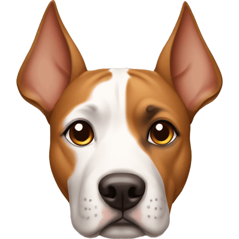 a beautiful dog with brown eyebrows of the Amstaff breed with uncapped ears emoji