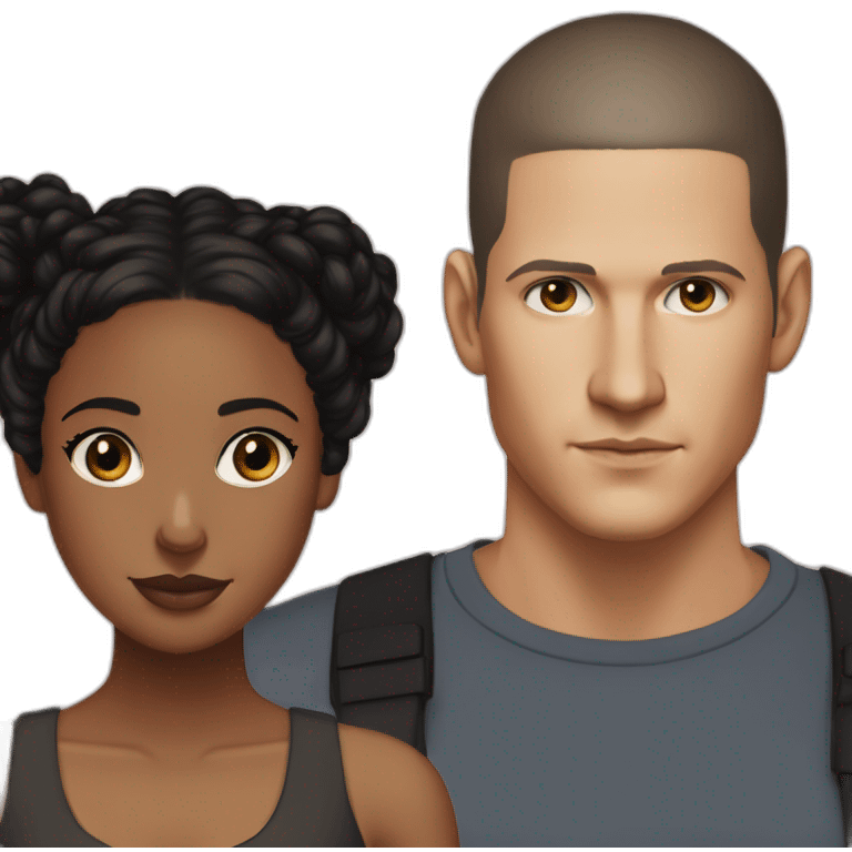 Wentworth miller and a black girl brown eyes and sblack hair in a bun emoji