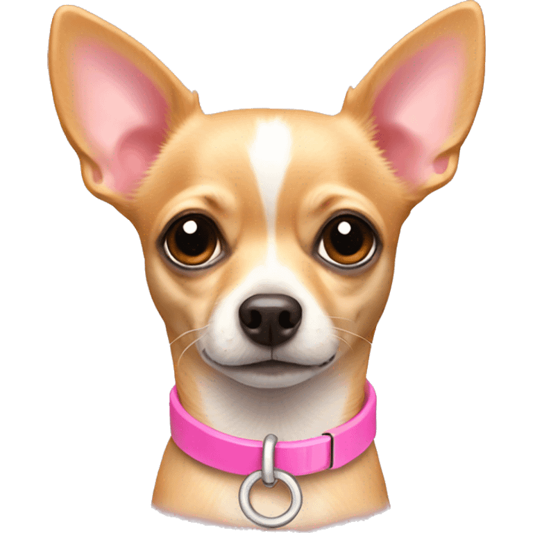 A chihuahua wearing a pink collar  emoji