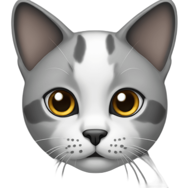 cat with white nose and grey and black ears emoji