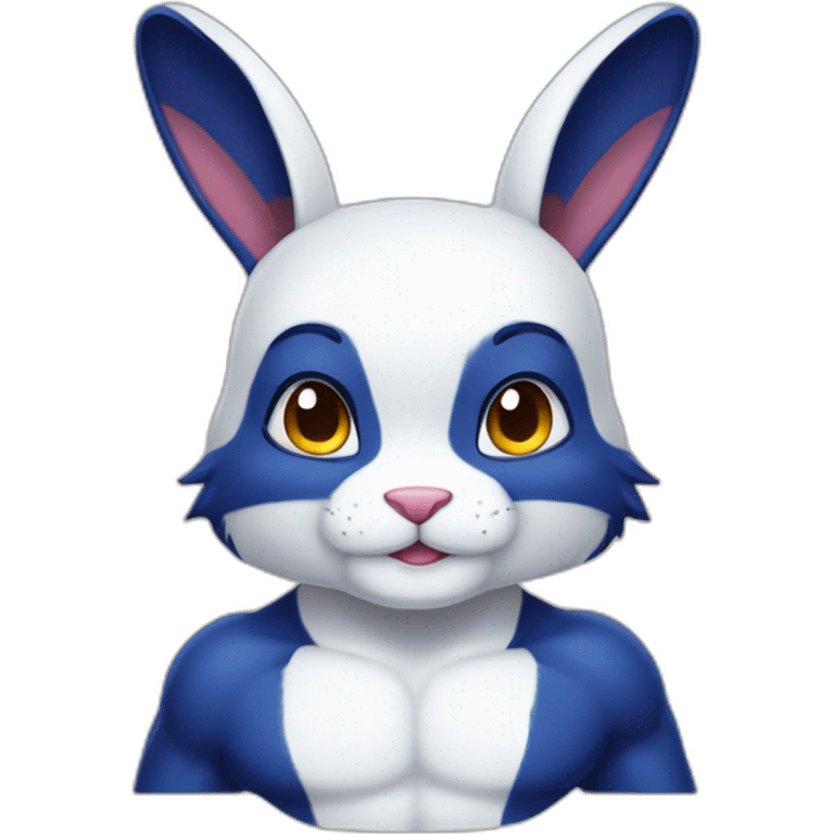 Muscular Anthro white rabbit with dark blue hair emoji