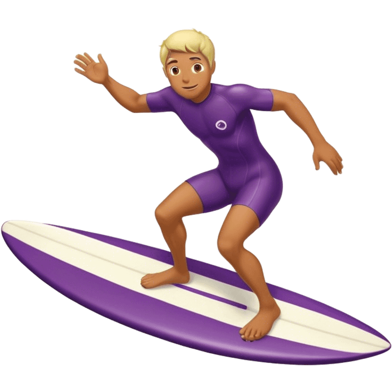 a person surfing on a eggplant emoji