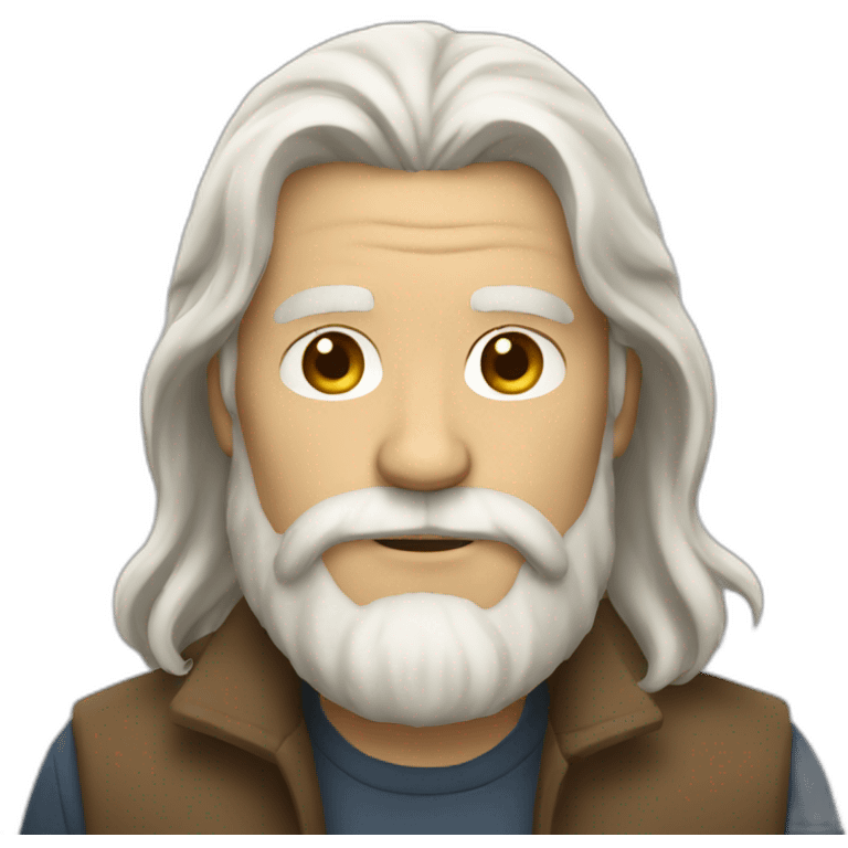 Man with long white hair light brown beard emoji