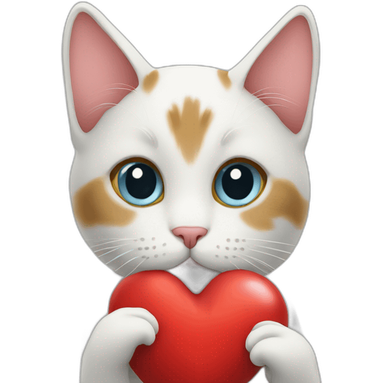 Cat holding heart emoji