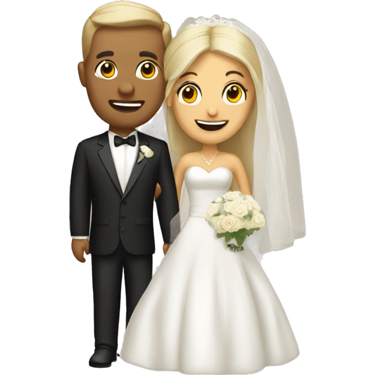 a wedding couple with champaign emoji