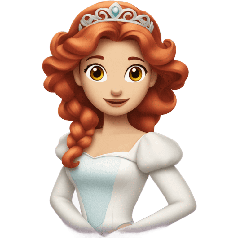 red haired Disney princess in white dress emoji