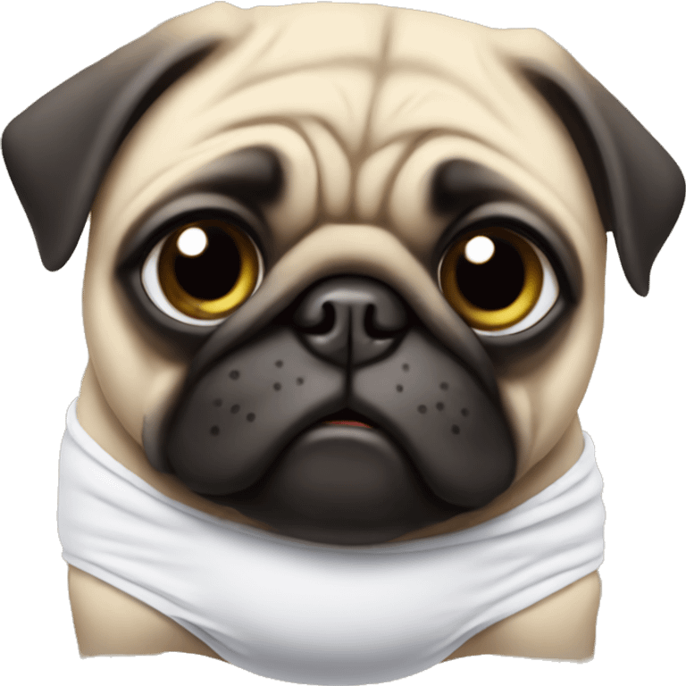 Pug wearing a diaper emoji