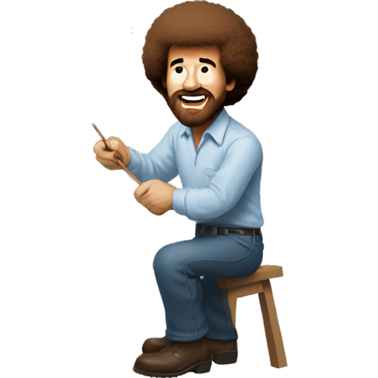 bob ross painting a piece of toas emoji