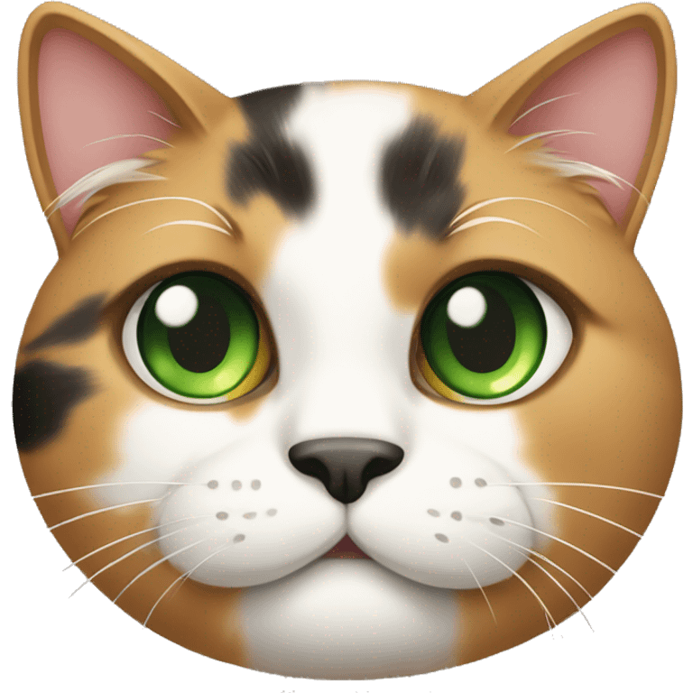 Big huge fat calico cat with green eyes  emoji