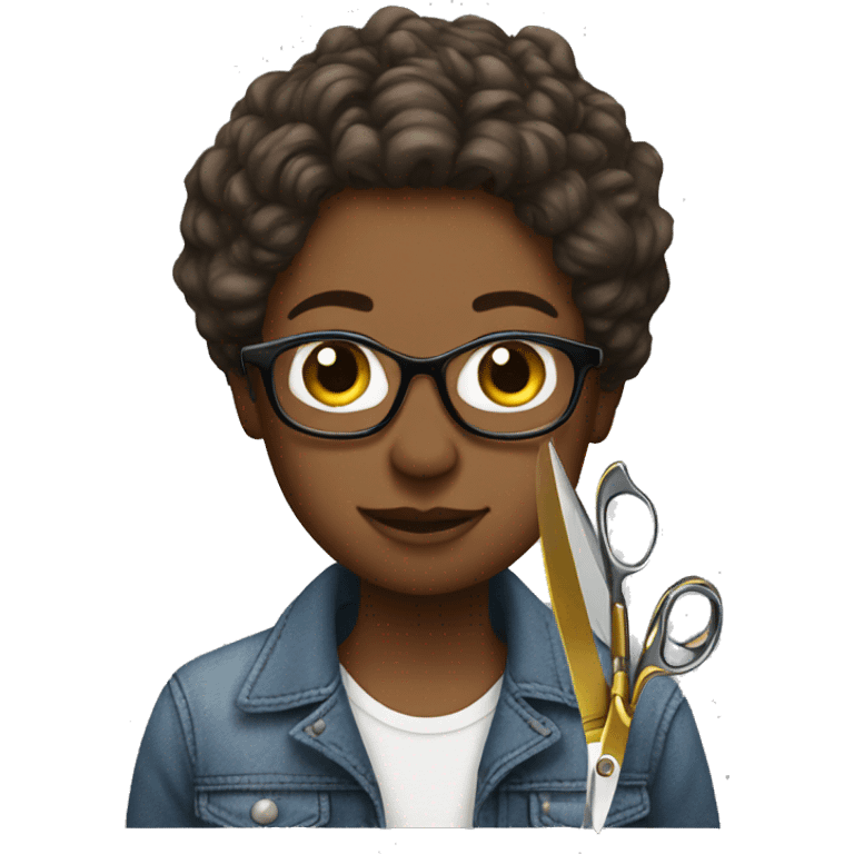 realistic clothing designer with scissors and cloth emoji