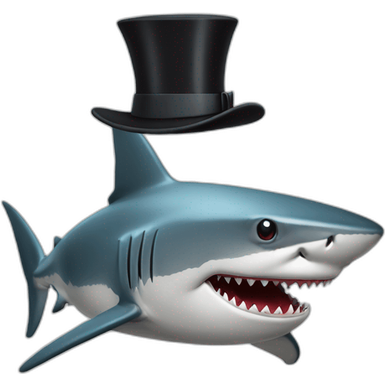 Shark with a top hat emoji