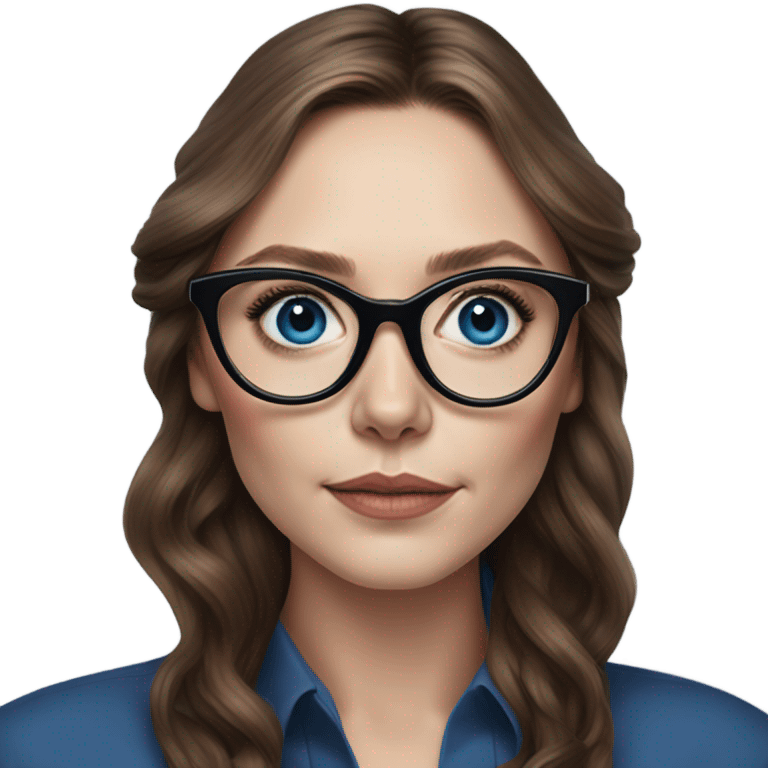 Hyper Realistic Elizabeth Olsen brunette blue eyes wearing glasses  emoji